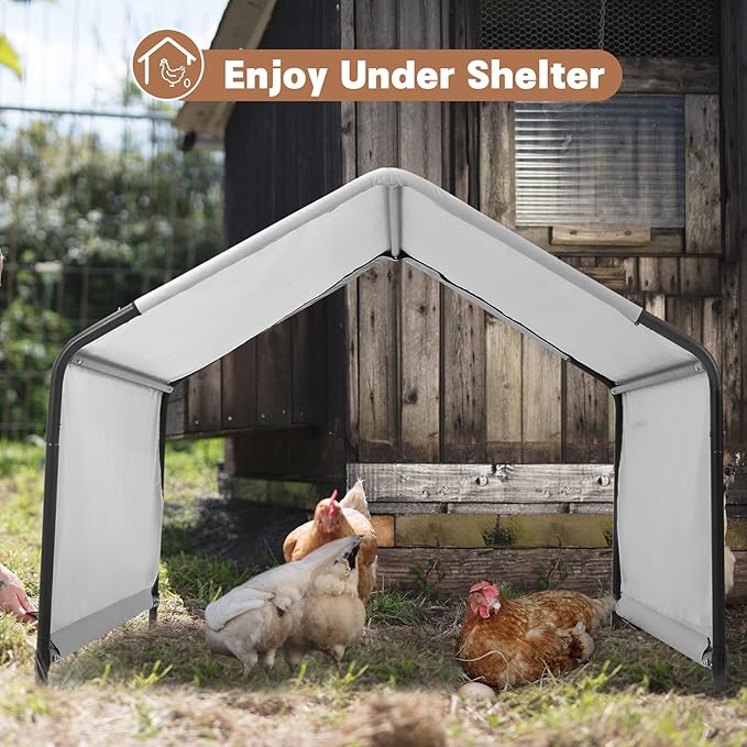 Dog Shade Shelter Outside 4'x4'x3' Tent for Large Medium Dogs, Outdoor Sun Rain Canopy Pet House for Livestock Pigs Cats with Waterproof Roof Ground Nails,Cloud Grey