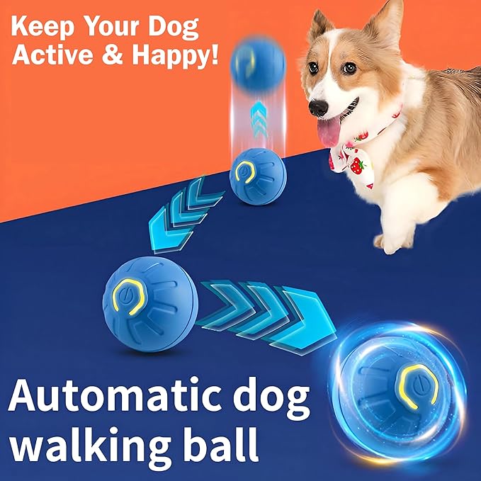 Interactive Dog Ball Toy for Small Dogs-Automatic Self-Moving Pet Toy,USB Rechargeable, Durable & Safe for Mental Stimulation (Blue)