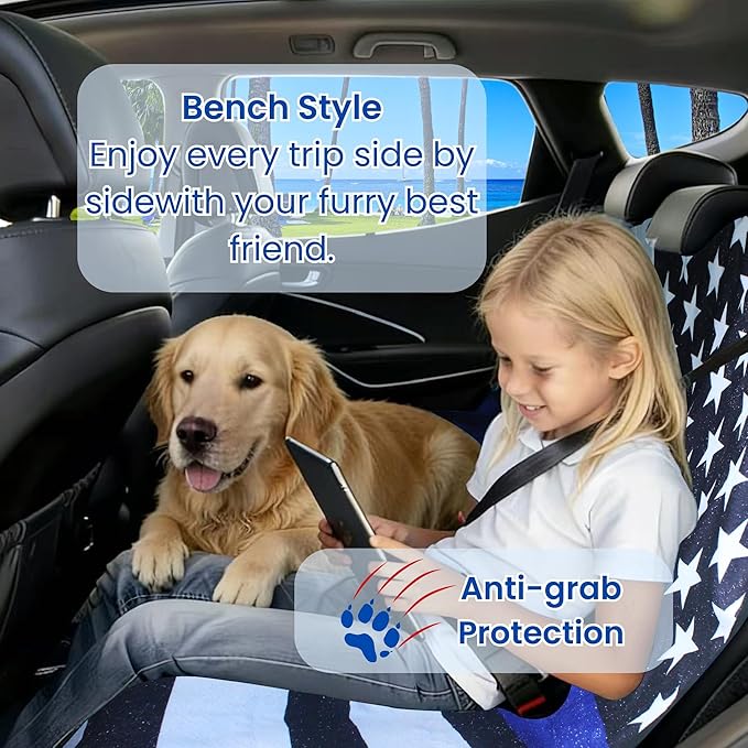 Waterproof Back Seat Cover for Dogs and Kids, Car Seat Protector Under Baby Car Seat, Child and Dog Car Seat Cover Blanket for Rear Bench