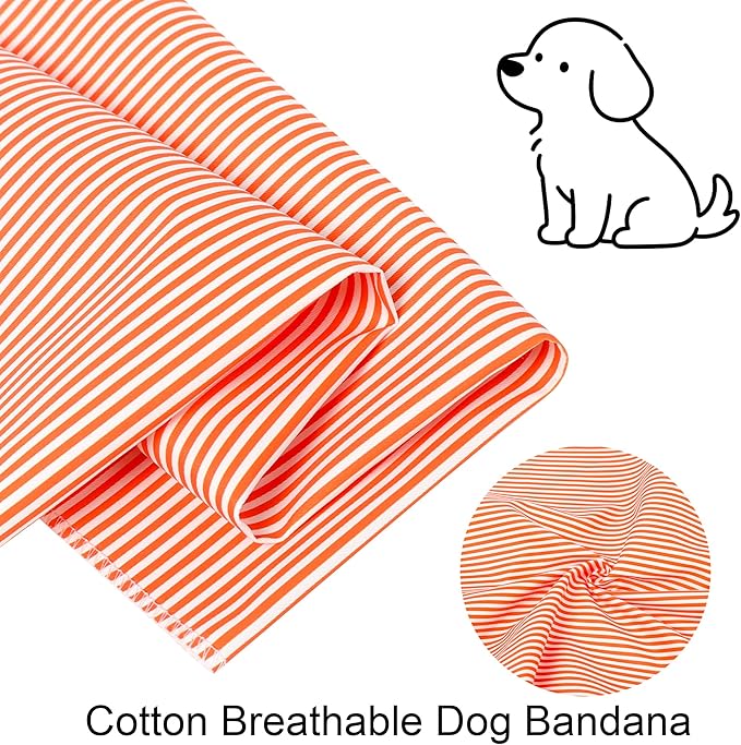 ARING PET Stripe Dog Bandanas, Cute Orange Pet Bandana Scarf Triangle Bib for Small Medium Large Boy Girl Dogs Cats, Puppy Kerchief for Daily Wear Walks Party Photos-L