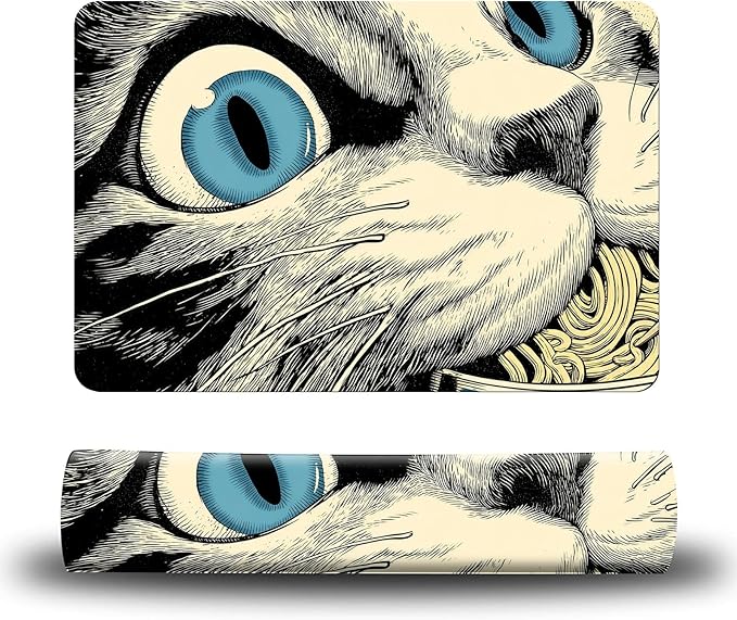 Dog Food Mat, 15.7" x 23.6" Absorbent Pet Feeding Mat for Food and Water, Waterproof Diatom Mud Pet Placemat with Non-Slip Rubber Backing, Easy Clean Cat Bowl Mat for Floors - Noodle Cat
