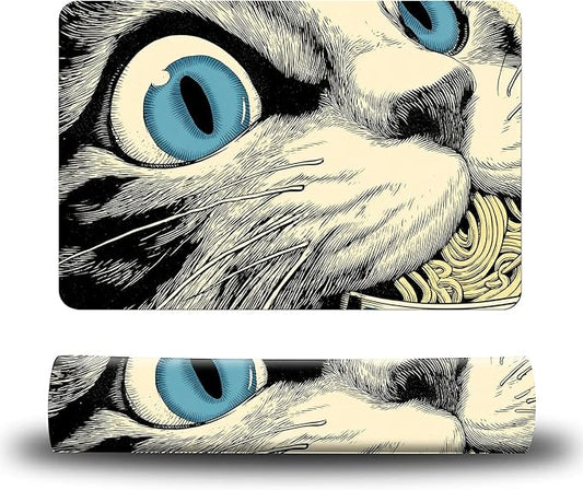 Dog Food Mat, 19.6" x 23.6" Absorbent Pet Feeding Mat for Food and Water, Waterproof Diatom Mud Pet Placemat with Non-Slip Rubber Backing, Easy Clean Cat Bowl Mat for Floors - Noodle Cat