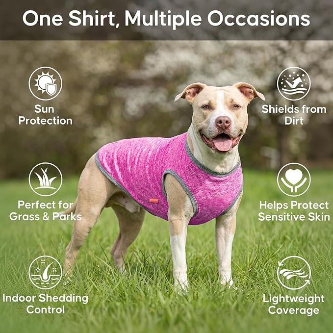 KYEESE 2Pack Dog Shirt, Lightweight Sun Protection Sleeveless Dog T Shirts for Small Dogs Girl, Breathable Pet Reflective Tank Top Summer Dogs Clothes for Outdoor Walking, Grey+Hotpink, M