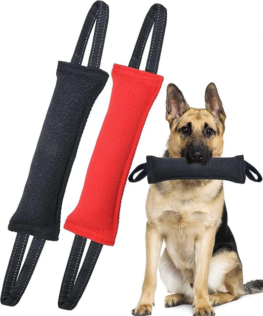Clysoru Dog Tug Toy Double Pack Tough Jute Bite Pillow Training Equipment Puppy to Large Dogs Interactive