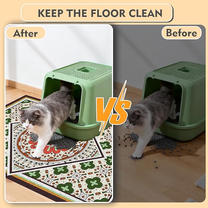 Jumbo Cat Litter Mat Catcher 35"x24" | Ultra-Absorbent Litter Box Rug with PVC Mesh | Non-Slip Cat Rug for litter box, Washable Kitty Litter Mat For Indoor,Garden