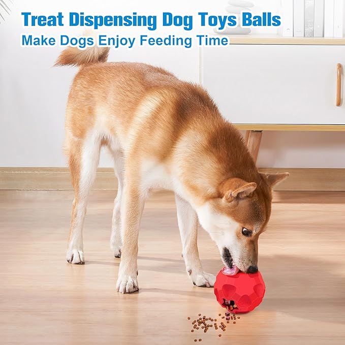 2-in-1Indestructible Dog Toy Balls for Aggressive Chewers, Interactive 3.15”Squeaky Dog Balls and 3.54”Treat Dispensing Ball to Keep Them Busy, Chew Toys for Large Dogs, Enrichment Toy
