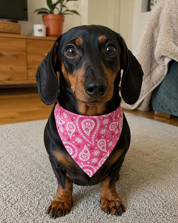 PET SHOW 50 Pack Small Paisley Dog Bandanas Bulk Dog Scarves Puppy Floral Bibs Kerchief Set for Medium Dogs Girl Boy Pet Holiday Party Grooming Accessories