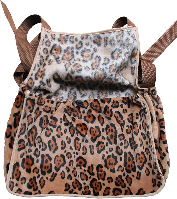 Pet Dog Cat Carrier for Lap Cat or Lap Dog Travel Shoulder Bag Sling Front Backpack Soft Plush Handmade (Brown)