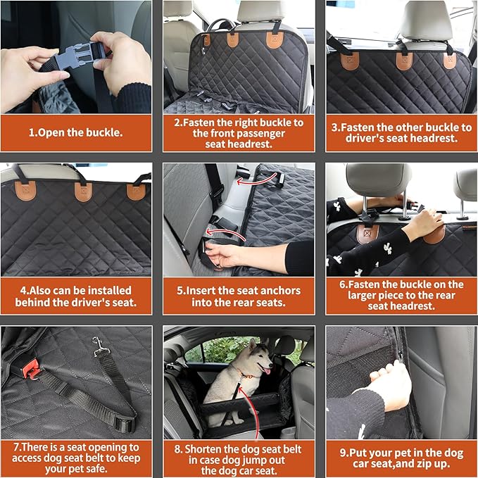 Dog car seat Cover for Back seat Hard Bottom Half Dog car seat Cover Passenger Friendly Back seat Extender for Dogs