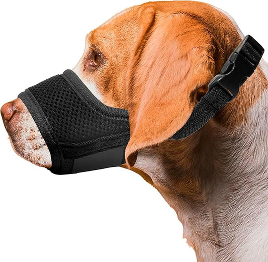 Seyezo Dog Muzzle, Breathable Nylon Muzzles for Small Medium Large Dogs, Soft Air Mesh Pet Muzzles Anti Chewing Allow Eating Drinking, Adjustable Puppy Mouth Cover Prevent Biting 6 Sizes, Black, XS