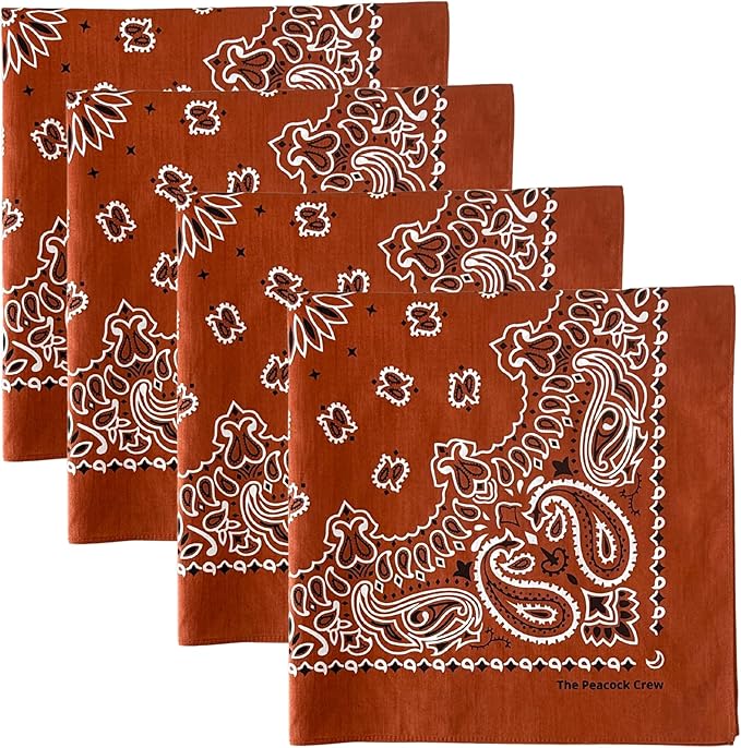 The Peacock Crew Premium Soft Cotton Bandanas Pack for Men and Women Paisley 22 x 22 inches