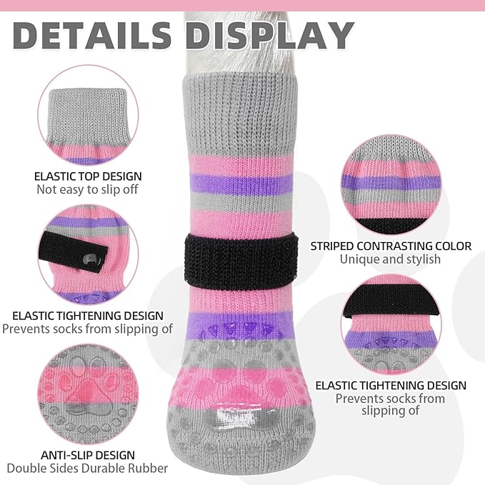 KOOLTAIL Dog Socks for Hot Pavement, Summer Dog shoes to Prevent Licking Paws for Hardwood Floor, Non Slip Double Sides Boots & Paw Protectors, Pet Grippy Booties for Small Medium Large Senior Dogs, L
