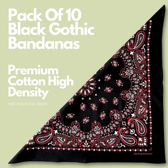 The Peacock Crew Premium Soft Cotton Bandanas Pack for Men and Women Paisley 22 x 22 inches