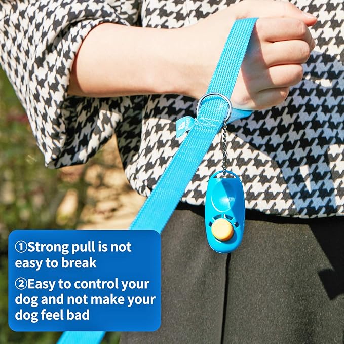 BAAPET 15/20/30/50/100 ft Long Dog Training Leash with Clickers for Small, Medium and Large Dogs or Cats (50 Feet, SkyBlue)