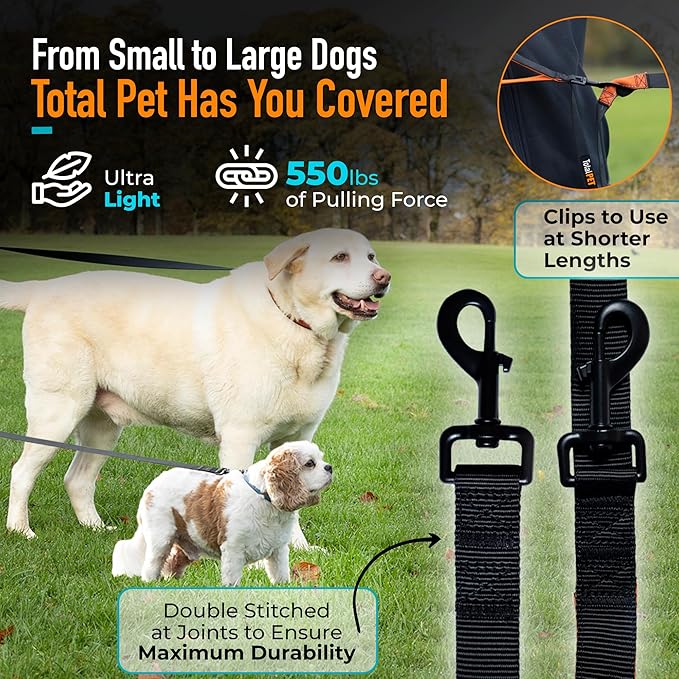 100ft Long Leash for Dogs - Long Line Dog Leash for Training Recall/Commands at Distance - Nylon, Heavy Duty - Ideal for Large & Small Breeds