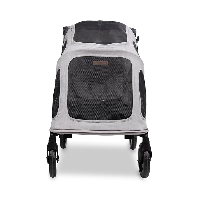 WonderFold PF Luxury FlatFold Pet Stroller Designed for Comfortable Elevated Everyday Walks - Gray, Medium (Up to 66 lbs)