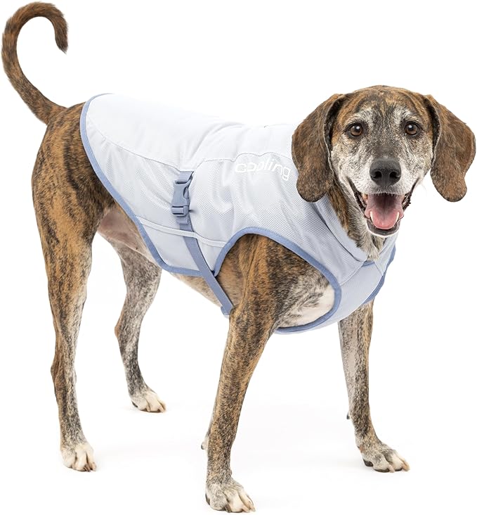 Kurgo Dog Core Cooling Vest - Summer Cooling Jacket - Evaporative Cooling Coat - Harness-Compatible - Reflective Accents - Grey - Large