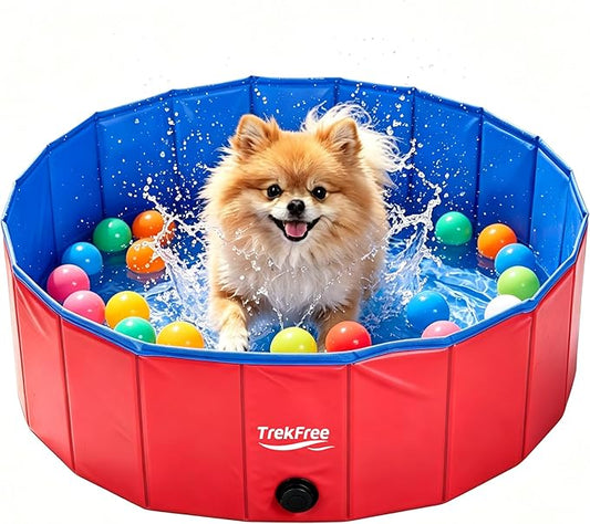 Foldable Pet Pool, Puppy Small Medium Large Dogs Pool, Non-Slip Pet Bath Tub for Outdoor Backyard, Collapsible Dogs Swimming Pool for Dogs Cats and Kids 32" Blue