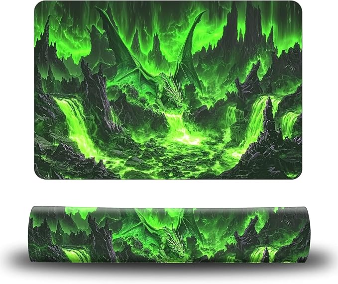 Dog Food Mat, 19.6" x 23.6" Absorbent Pet Feeding Mat for Food and Water, Waterproof Diatom Mud Pet Placemat with Non-Slip Rubber Backing, Easy Clean Cat Bowl Mat for Floors - Green Mountains