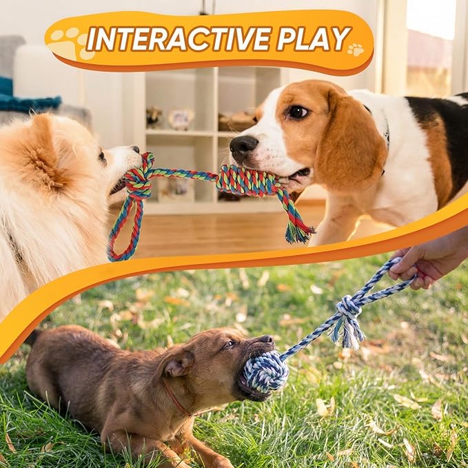 Dog Rope Toys 7 Pack - Puppy Teething Toys for Small/Medium Dogs - Durable Dog Chew Toys for Aggressive Chewers - Interactive Tug of War Toys for Boredom & Teeth Cleaning