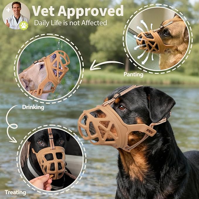 Mayerzon Dog Muzzle, Breathable Basket Muzzles for Small, Medium, Large and X-Large Aggressive Dogs Beagle German Shepherd Doberman, Cage Mouth Guard Stop Biting Chewing for Grooming Training