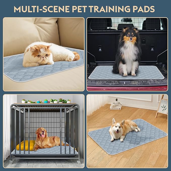 FunFurry Washable Pee Pads for Dogs - 1 Pack Reusable Pee Pads，Waterproof Puppy Pads，Pet Training Pads，Super Absorbent with Dog Paw Shape Non-Slip Backing (Light Grey, 48" X 65" - 1 Pack)
