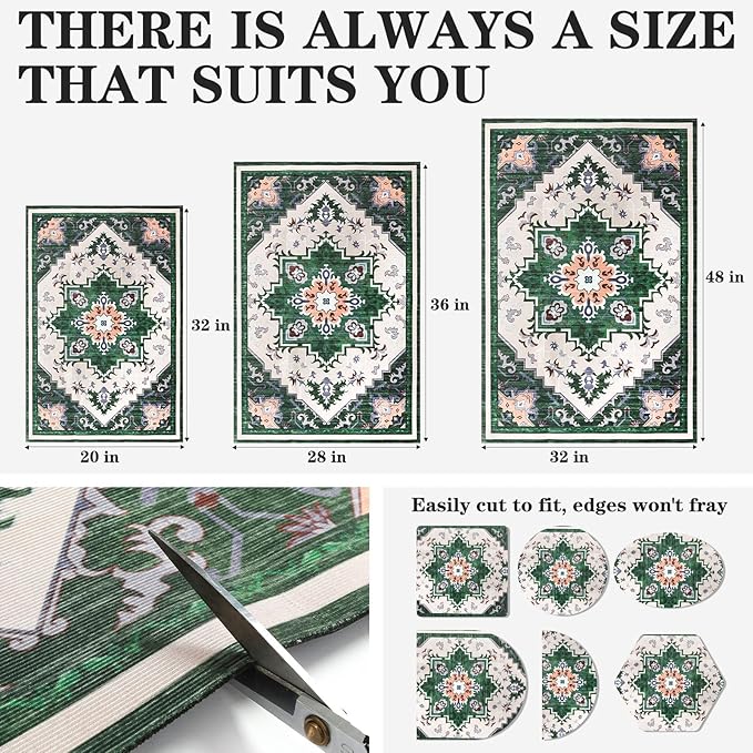 EXPAWLORER Cat Litter Mat, 32”x48” XL Non-Slip Urine Waterproof Litter Trapping Mat Easy to Clean Washable Litter Box Mat for Floor Soft on Kitty Paws, Indoor Food Mats Rug Pads for Bathroom Green