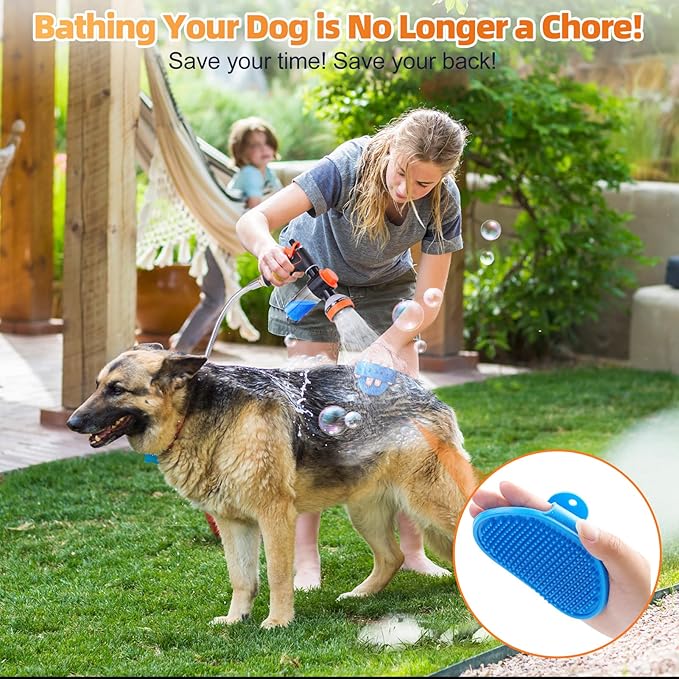 Dog Washing Hose Attachment for Pet Bathing with Black 3 Way Shower Diverter, Dog Wash Hose Nozzle Shampoo Sprayer for Pet Grooming Shower, Dog Shower Attachment for Bathroom