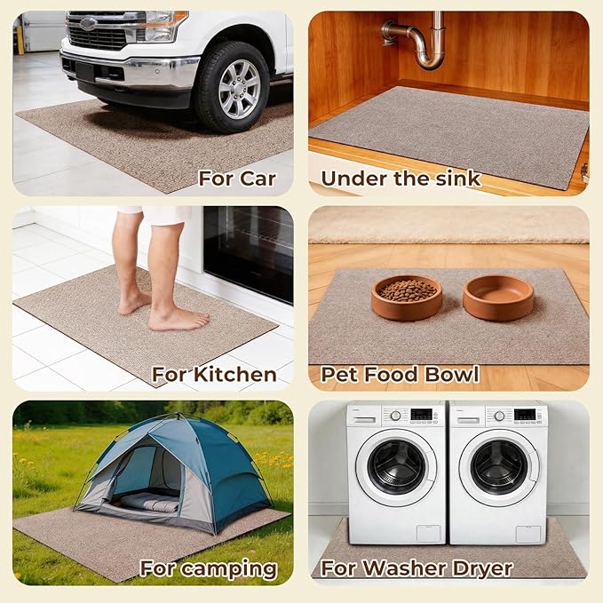 Dog Crate Mat, 24 in X 36 in Dog Playpen Mat Rubber Kennel Mat Extra Large Liner for Under Dog Crate Cages, Absorbent Urine, Puppy Pee Pad Reusable Washable Floor Protector Waterproof Non-Slip Brown