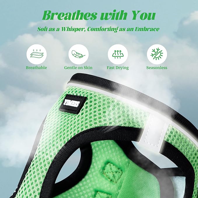 YIMEIS Dog Harness and Leash Set, No Pull Soft Mesh Pet Harness, Reflective Adjustable Puppy Vest for Small Medium Large Dogs, Cats (Grass Green, Small (Pack of 1)