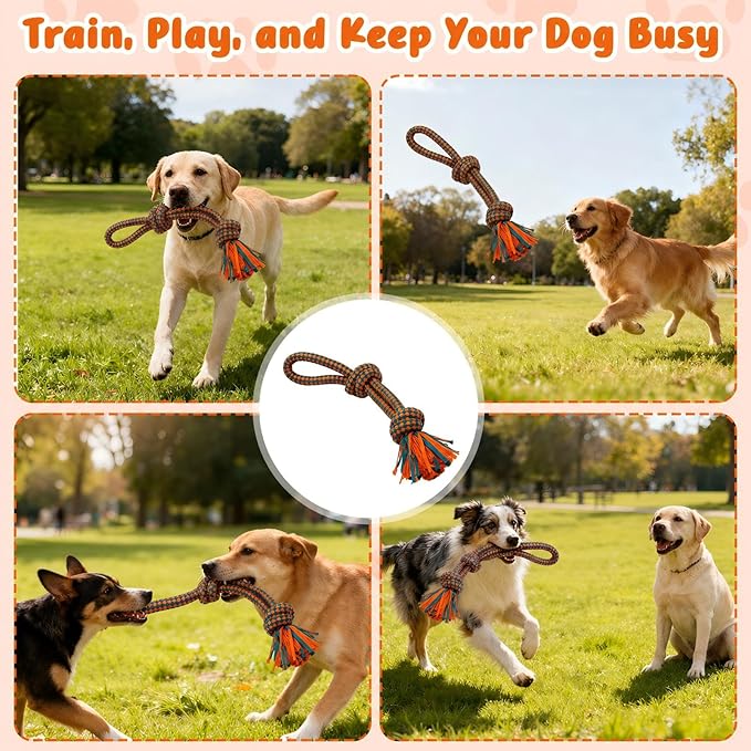 Interactive Dog Rope Toy for Large & Medium Dogs Durable Tug of War Toy for Training, Boredom Relief & Teeth Cleaning, Safe Ultra-Fiber Chew Toy for Daily Play (Small)