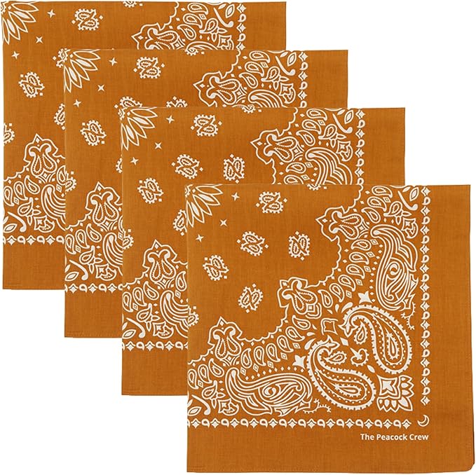 The Peacock Crew Premium Soft Cotton Bandanas Pack for Men and Women Paisley 22 x 22 inches