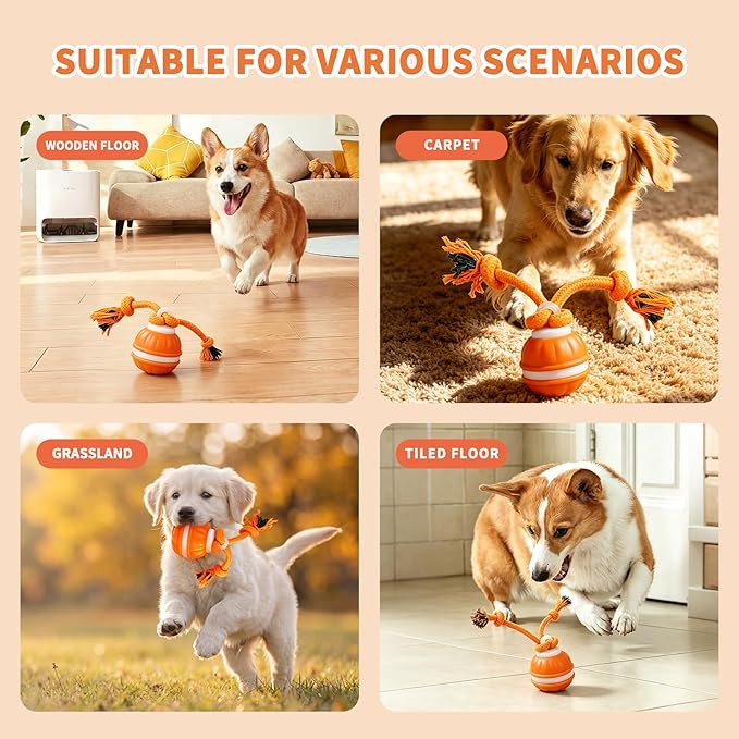 Dog Toys, Interactive Dog Toys, Automatic Interactive Dog Ball, 3 Modes Motion Activated Dog Balls for Medium Large Dogs, Type-C Rechargeable & Bite-Resistant, Keep Pets Busy for Small Large Breeds