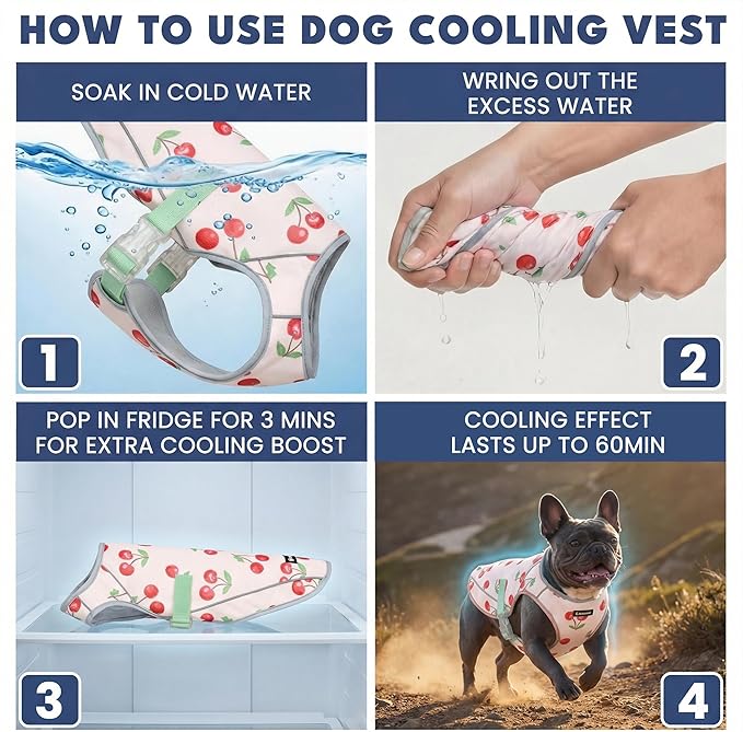 Spark Paws Dog Cooling Vest - SPF 50 UV Sun Protection - Summer Heat Relief Gear for Dogs, Lightweight, Evaporative Cooling - Dog Anxiety Relief Vest During Hot Days - Cherries - Size XL