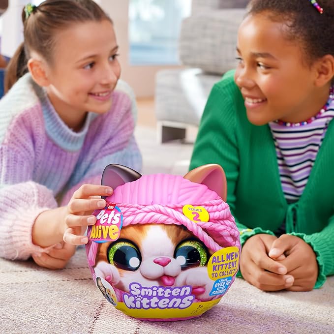 Pets Alive Smitten Kittens Series 2 (Dragon Li) by ZURU – Interactive Plush Cat Toy with 10 Sounds, Surprise Unboxing, Soft Collectible Pet for Ages 3+