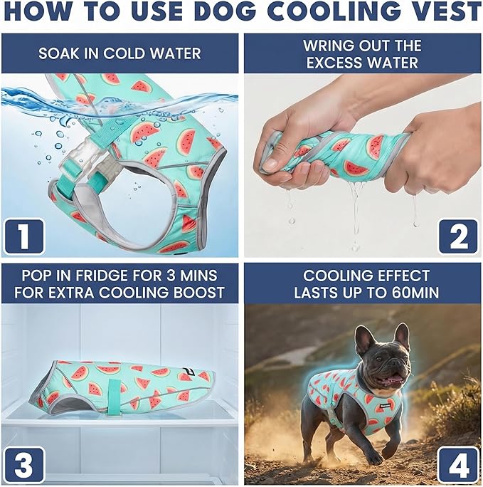 Spark Paws Dog Cooling Vest - SPF 50 UV Sun Protection - Summer Heat Relief Gear for Dogs, Lightweight, Evaporative Cooling - Dog Anxiety Relief Vest During Hot Days - Watermelon - Size 2XL
