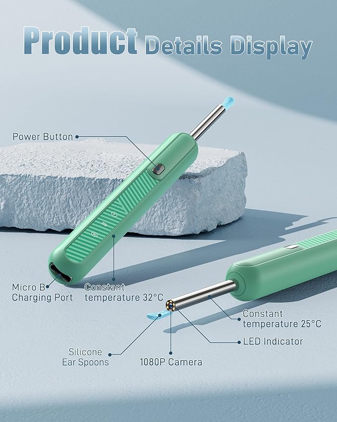 Ear Wax Removal, Ear Cleaner Camera with 1080P, Ear Cleaning Kit with 6 Ear Pick, Ear Camera for iPhone, iPad, Android Phones