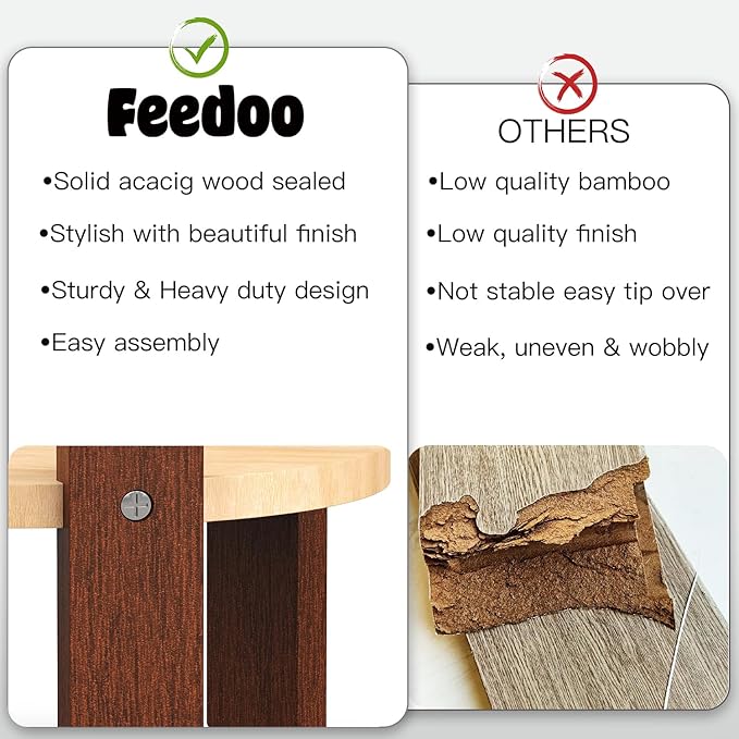Elevated Dog Bowl Stand, 6'' Height Raised Stand for Medium Dogs, Includes 2Cups Stainless Steel Slow Feeder Dog Bowl, Durable Solid Hardwood