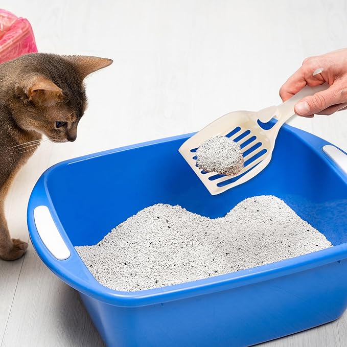 COMNICO Cat Litter Scoop, Durable Plastic Kitty Litter Sifter Scooper with Wide Slats Comfy Handle Deep Shovel Pooper Lifter Captures All Clumps for Easy Sifting Pine Pellets Box (Milky White)