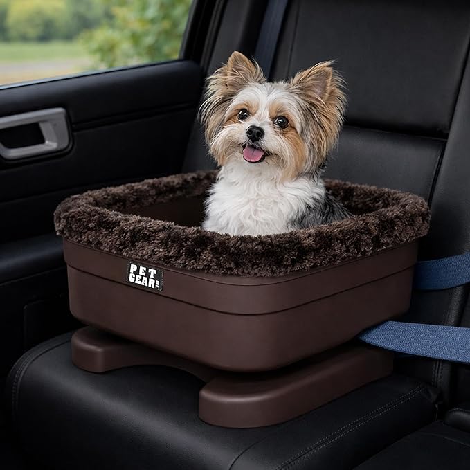 Pet Gear Booster Seat for Dogs/Cats, Removable Washable Comfort Pillow + Liner, Safety Tethers Included, Installs in Seconds, No Tools Required, Fudge Ripple