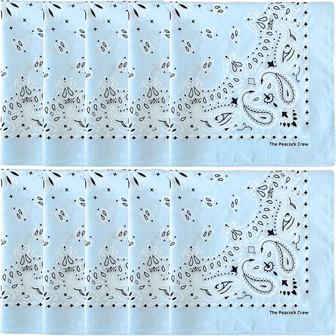 The Peacock Crew Premium Soft Cotton Bandanas Pack for Men and Women Paisley 22 x 22 inches