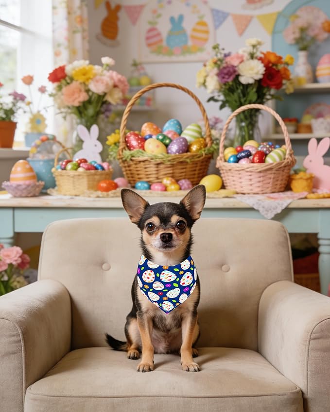 PET SHOW 50 Pack Easter Dog Bandanas Bulk for Small Dogs Cats Puppys XS Washable Adjustable Dog Scarf Triangle Bibs Pet Green Yellow Decorative Grooming Accessories