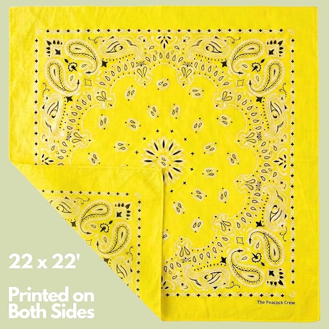 The Peacock Crew Premium Soft Cotton Bandanas Pack for Men and Women Paisley 22 x 22 inches