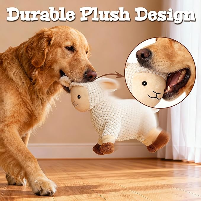 Interactive Dog Toys for Large Dogs, Sheep Rechargeable Pet Toys with Music, Animal Sound & Recording Mode, Automatic Jumping Pet Ball for Mental Stimulation