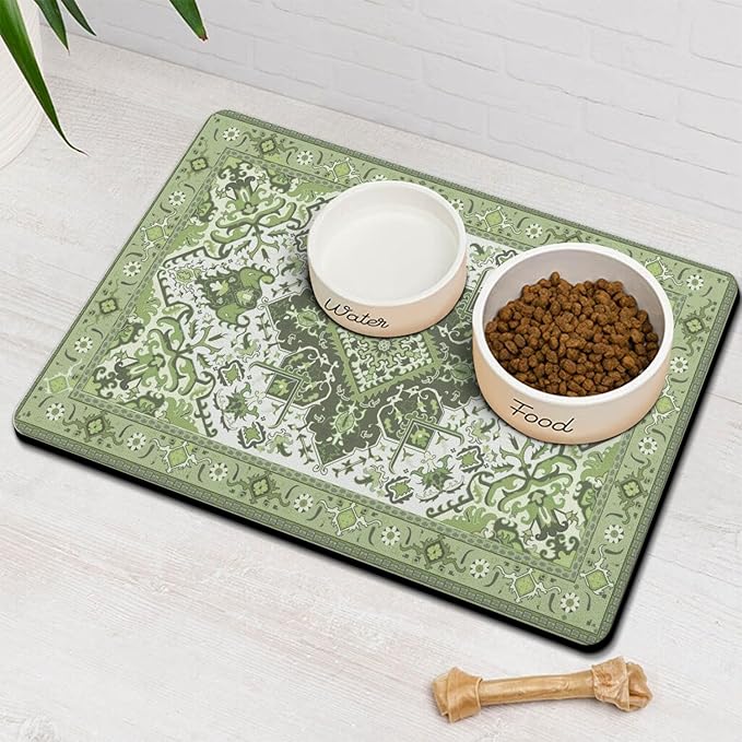 Pet Feeding Mat for Floors Waterproof Dog Mat for Food and Water Absorbent Quick Dry Non Slip mat for Cat Bowls