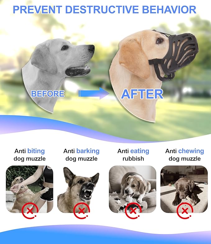 Dog Muzzle for Large Dogs, Silicone Basket Dog Muzzle for Large and Medium Dogs Breed Can Prevent Eating Chewing and Barking for Grooming Trimming Training(Coffee, XXL-8)