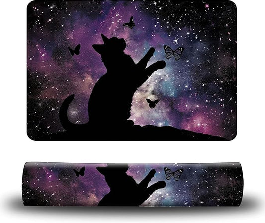 Dog Food Mat, 19.6" x 23.6" Absorbent Pet Feeding Mat for Food and Water, Waterproof Diatom Mud Pet Placemat with Non-Slip Rubber Backing, Easy Clean Cat Bowl Mat for Floors - Dark Cat