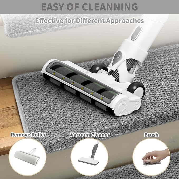 Brakki Bullnose Carpet Stair Treads, Non Slip Stair Treads for Wooden Steps Indoor, Stair Runner, Soft Stair Rugs, Edging Stair Protectors, Washable, 29.5"x9.5"x1.5" 14pcs, Grey