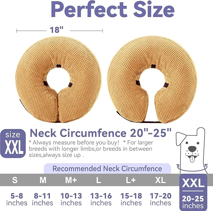 Loflaze Inflatable Dog Cone Collar - Dog Neck Donut Cone Collar Alternative After Surgery - Soft Cone for Large Medium Small Dogs Cats - Alternative Recovery E Collar (Yello, XXL)