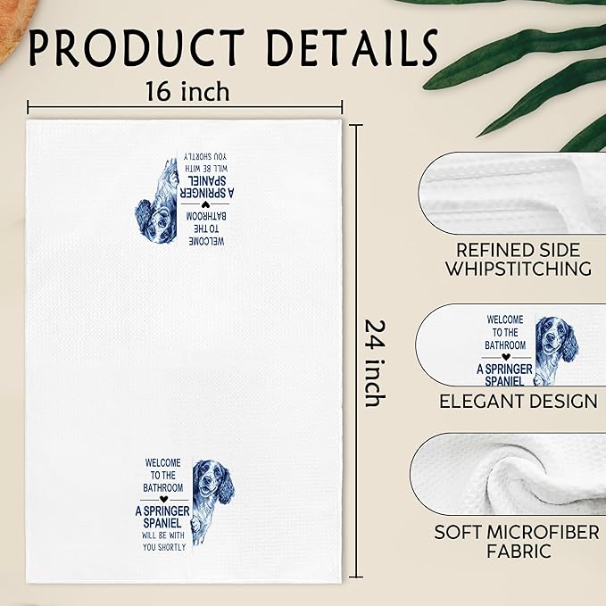 Funny Springer Spaniel Dog Hand Towels for Bathroom, Dogs Themed Hand Towels, A Springer Spaniel Will Be with You Shortly Dish Tea Towel for Kitchen Bathroom Decor, Gifts for Dog Lovers, 16x24